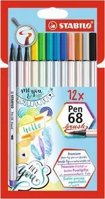 Fasermarker mit flexibler Pinselspitze STABILO Pen 68 Pinsel – 12-teiliges Set